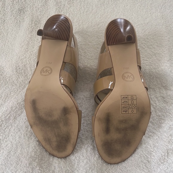 MICHAEL Michael Kors Nude Open Toe Sandals - Joselle Logo High-Heel - Picture 7 of 9